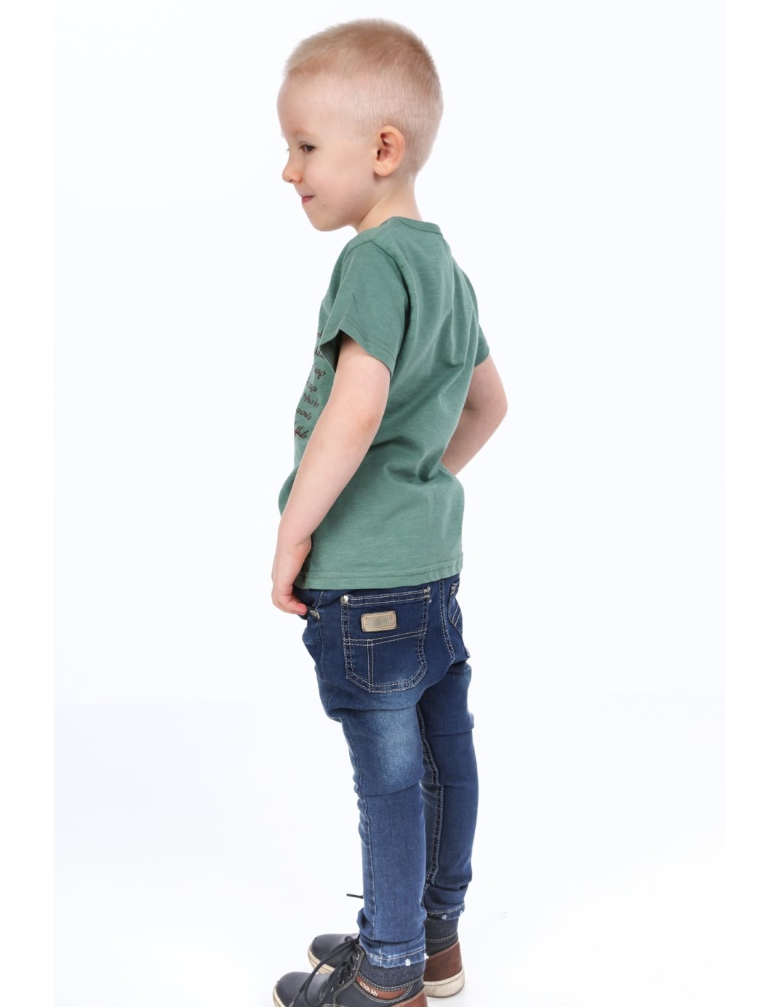 Jungen-T-Shirt mit khakifarbener Aufschrift NDZ4446 – Online-Shop – Boutique